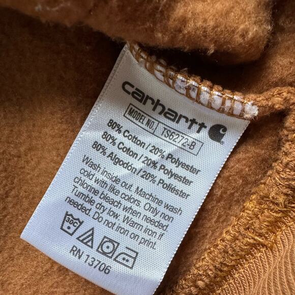 Carhartt Boys Long Sleeve graphic hooded sweatshirt brown size large 14/16 NWOT - Picture 6 of 8